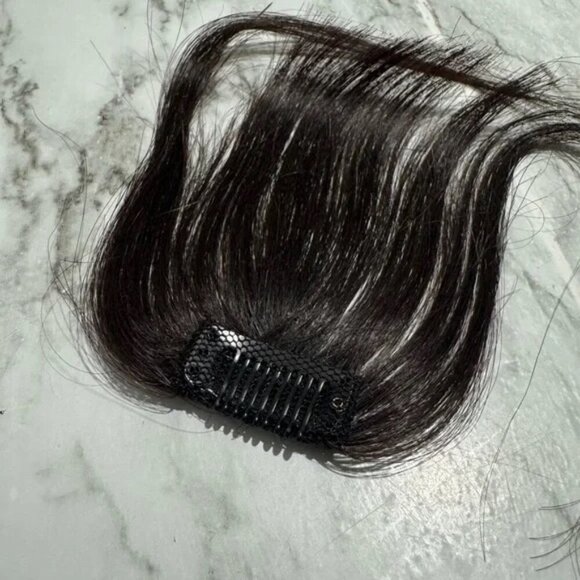 100% Human hair 1 Black Clip in Bangs - Picture 3 of 9